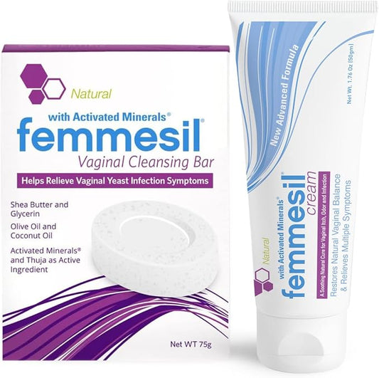 Aidance Femmesil Feminine Care Antifungal Treatment 2-Product Kit: Vaginal Antifungal Cream + Daily Vaginal Antifungal Soap Bar, Dermatalogist Tested (1.7 oz + 75gm bar)
