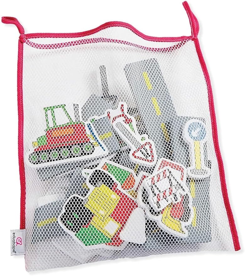 Edushape Magic Creations Foam Sticker Imaginative Bath Tub Activity Play Set, Road Construction