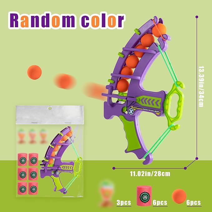 Bargifts Shooting Game Toy with 6 Foam Balls and 6 Targets, Foam Bow and Arrow Set Toy, Indoor and Outdoor Toy Guns Play Games