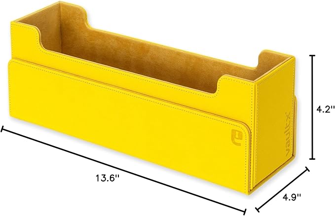 Vault X Card Storage Box, Exo-Tec Material, Detachable Magnetic Lid, with Dividers & Foam Fillers, for Trading Cards (Yellow)