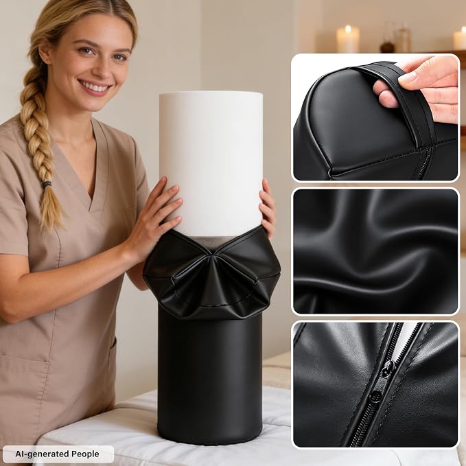 Noverlife Upgraded Large Massage Bolsters for Under Legs, 24 x 8 x 4 in Leg Bolster for Massage Table PU Leather Half Moon Pillow, Ankles Back Pain Relief Knee Bolster Cushion Bolster Pillow for Legs