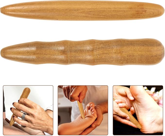 Wooden Massage Sticks 2-Pack Handheld Tools for Foot Neck and Body Pain Relief Portable Massage Stick for Indoor and Outdoor Use