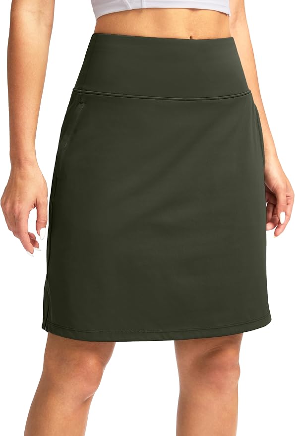 G Gradual 20" Skorts with Pockets Knee Length Golf Skirt | Built in Soft Shorts, High Waisted, Tummy Control, Breathable, Long Skorts for Athletic, Tennis, Dressy, Casual, Summer