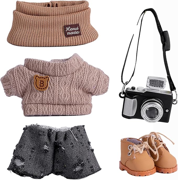 5set 17cm Dolls Clothes Outfit Set - Casual Style Costumes for Doll Figures, Camera Set,Have a seat Clothes - 6.7 Inches Cute Dolls Daily Refill,Gifts for 17cm Doll Lovers (Style-L)