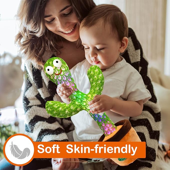[Update Volume Adjustable] Talking Cactus Toy Mimics Back, Gift Package Repeat Talking Plush Toys - Sing+Repeat+Dancing+Recording+Rainbow Led Cactus Toy(15 Second Recording)