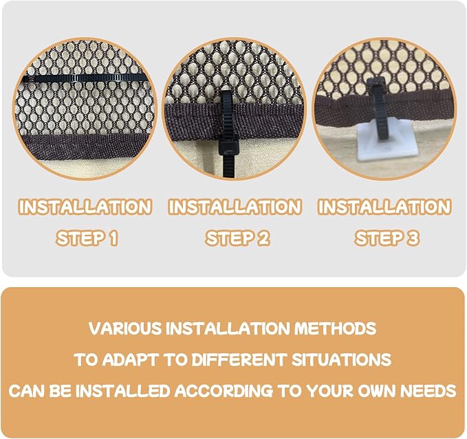 Banister Guard for Baby and Pets - 10ft x 3ft Safety Stairs Rail Net, Balcony Netting Provides Safe Environment for Child, Small Pet, Toy - Brown