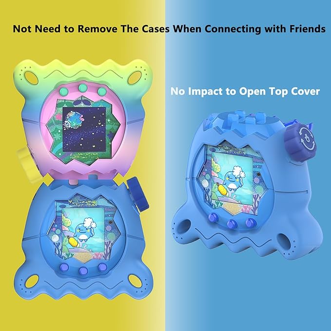 Silicone Case for Tamagotchi Paradise with Button Cap, Protective Cover with Screen Protector and Lanyard for Tamagotchi Paradise Pet Accessories (Rainbow)