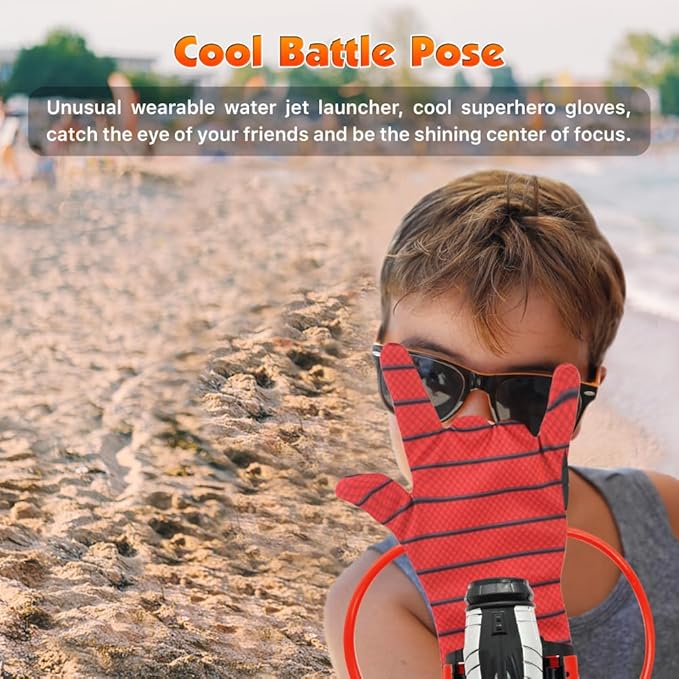 Summer Water Toys, econoLED Water Guns, Superhero Squirt Guns with Glove Summer Party Swimming Pool Beach Outdoor Water Fighting Toys for Kids