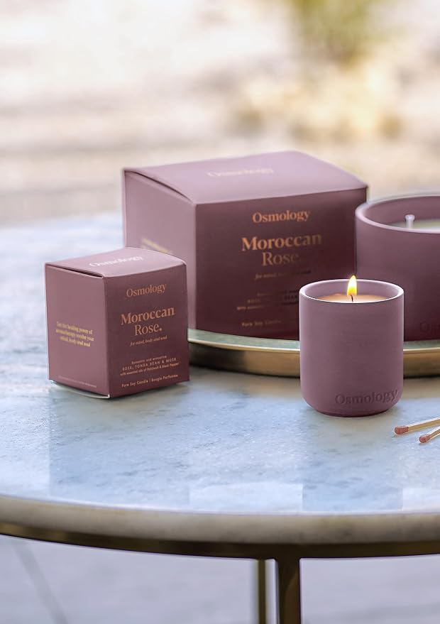 Moroccan Rose Aromatherapy Candle – Rose, Tonka Bean & Musk Scented Candle, Plant-Based Wax, 15.8 oz, 60 Hour Burn Time, Floral & Musky Candle