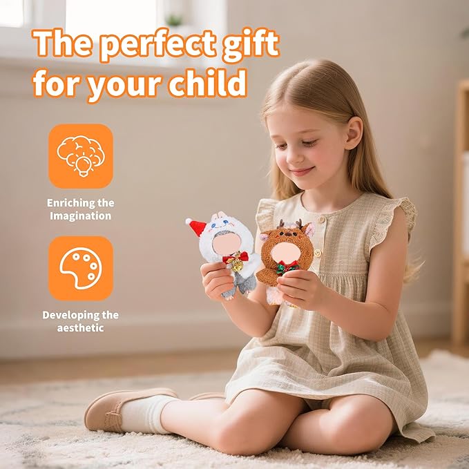 Clothes for Labubu Doll,6.7 Inch Doll Clothing Set - 2 Pieces of Handmade Clothes and Accessories for 17cm Plush Toys - Elk + Snowman Christmas Set