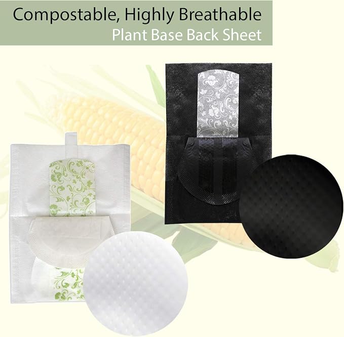 ~ COMPOSTABLE ~ Natural Bamboo Charcoal (PANTYLINER- 3 Pack Total 60 Liners)