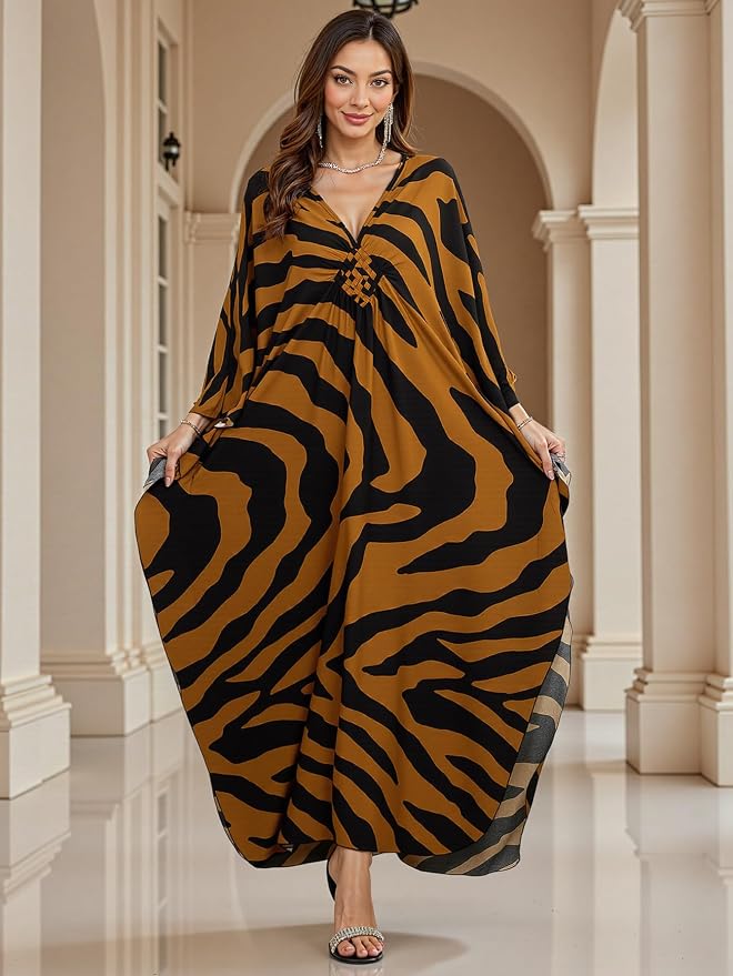 Mumu Dresses for Women Plus Size, Bohemian Kaftan Beach Cover Up Long Maxi Nightgown Soft Loungewear