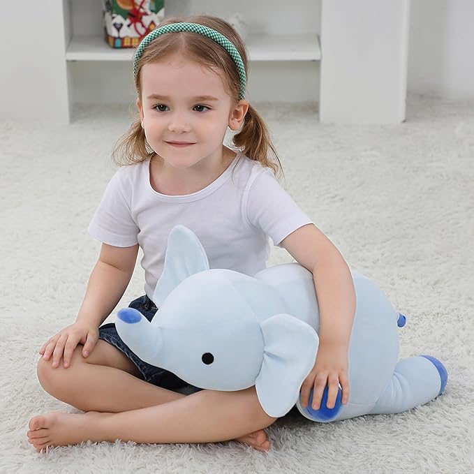 Weighted Stuffed Animals, 4.2lbs Weighted Stuffed Animal Elephant Plush 24in, Cuddle Elephant Soft Plushie Pillows Gifts for Kids and Adults