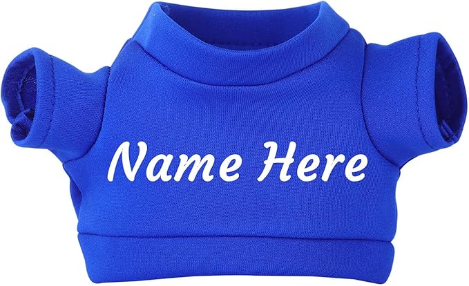 Personalized Custom Name Bear Clothes Plush Doll Tee Shirt for 8-12 Inch (Blue)
