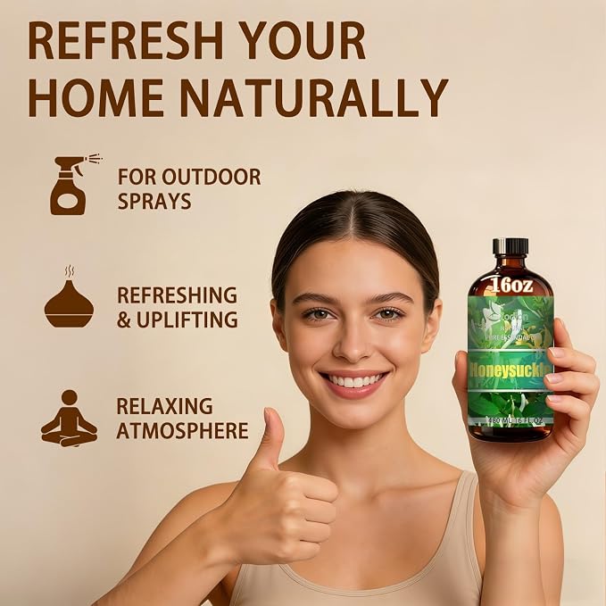 Honeysuckle Essential Oil - Honeysuckle Oil for Diffuser, 16 Fl Oz(480ml) | Candle Making, Soap Making, aroma, Strong Scent, Pure, Natural, Home Fragrance, Massage, Large Bottle
