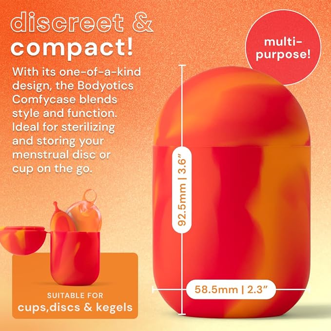 Bodyotics Reusable Menstrual Disc & Case Bundle - (S & L), Red/Orange | Reusable Menstrual Disc Set with Portable Silicone Cleaning and Storage Container for Your Cycle