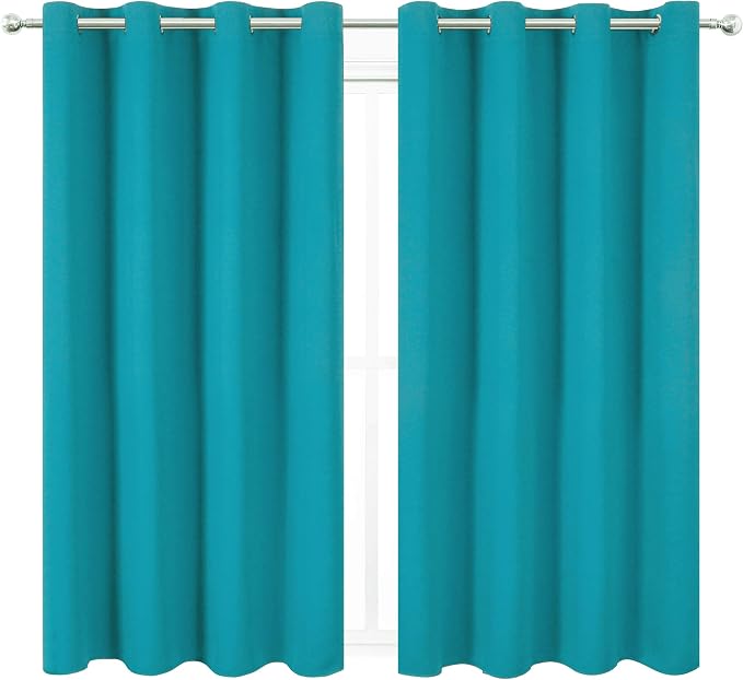 LEMOMO Turquoise Thermal Blackout Curtains/52 x 72 Inch/Set of 2 Panels Room Darkening Curtains for Bedroom