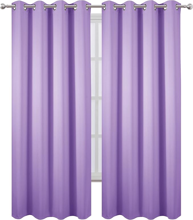 LEMOMO Blackout Curtains 66 x 84 inch/Lavender Curtains Set of 2 Panels/Thermal Insulated Room Darkening Bedroom Curtains