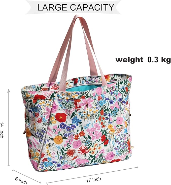 ESVAN Yoga Tote Bag for Women Drawstring Canvas Shoulder Bags for Workout Travel Carryall Pilates Gym and Beach