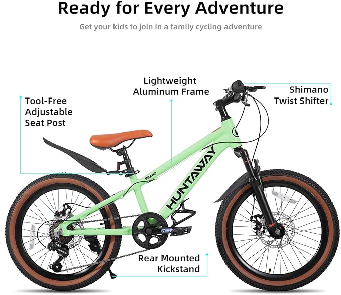 KEANO Huntaway 20 24 Inch Kids Bike for Boys & Girls Ages 7-12 Years Hardtail Mountain Bike for Kids with Aluminum Frame and 7-Speed Drivetrain Children Bicycle