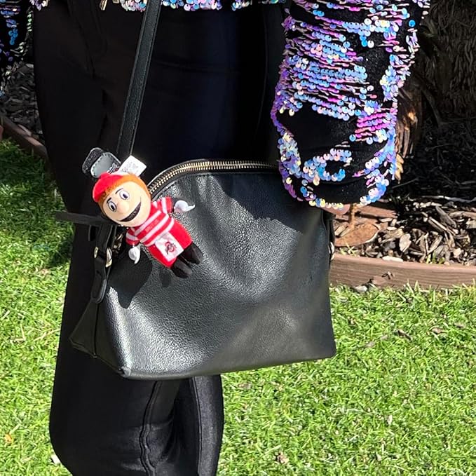 Bobbi-Dobbiez Attachable Plushie Ohio State University Brutus Mascot – Attaches to Backpacks, Bags, Shoes, Water Bottles, and More
