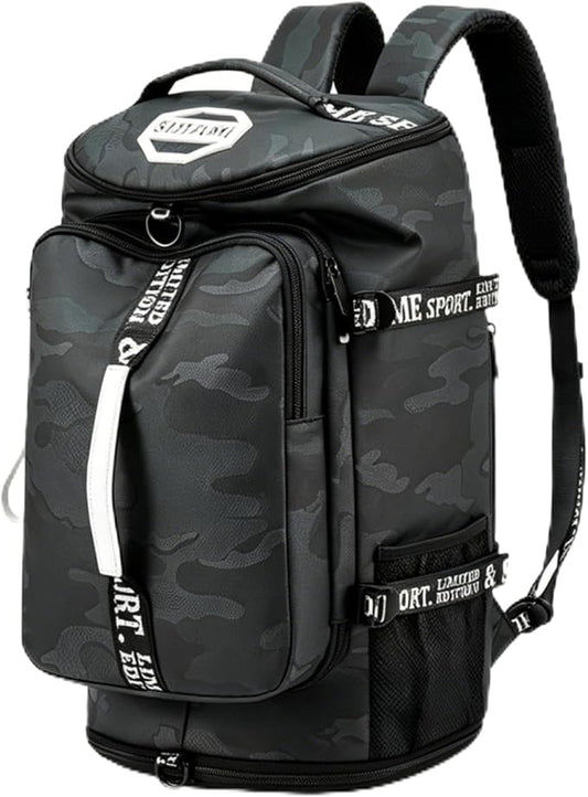 Gym Duffle Bag Backpack with Shoe Compartment,4 ways Travel Backpack for Women and Men,Multi-Functional Weekender bag with Waterproof Layer&Laptop Compartment for Fitness, Travel,Camping