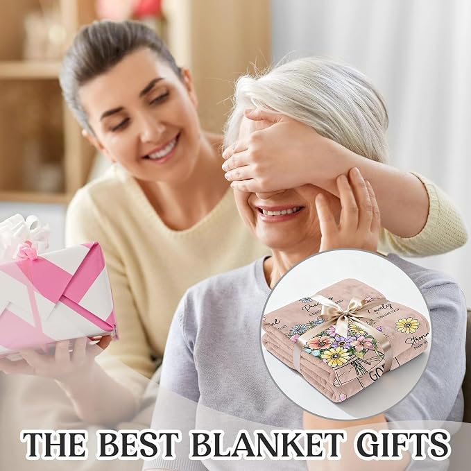 Christian Religious Gifts for Women, Light Pink Birthday Blanket 50''x 60'' | Religious Gifts for Women, Christian Blanket with Flowers, Baptism Christmas Spiritual Gifts for Sister Daughter Mom Grandma