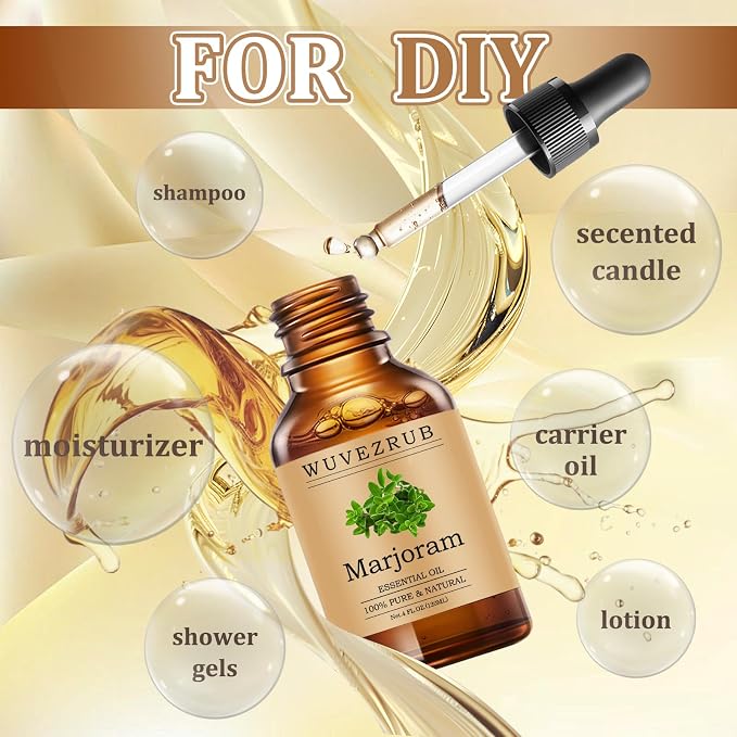 Marjoram Essential Oils 120ML, Pure Marjoram Essential Oil for Aromatherapy Diffuser - 4 Fl Oz