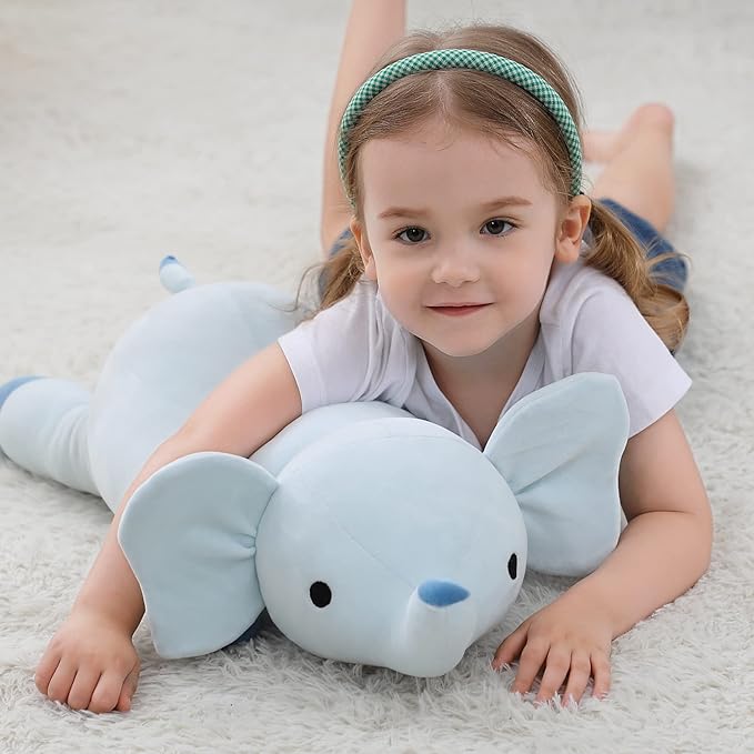 Weighted Stuffed Animals, 4.2lbs Weighted Stuffed Animal Elephant Plush 24in, Cuddle Elephant Soft Plushie Pillows Gifts for Kids and Adults