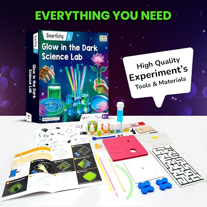Smartivity Glow Magic Science Kit for Kids Ages 6-7-8-9-10-11-12 Years | 20 Amazing Science Experiments I Birthday Gifts for Boys & Girls | STEM Kit Toy for 6-12 Years Old