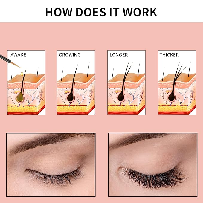 Premium Eyelash & Eyebrow Growth Serum, 5ML - Irritation-Free, Boosts Fuller, Longer, Thicker Lashes - Pink