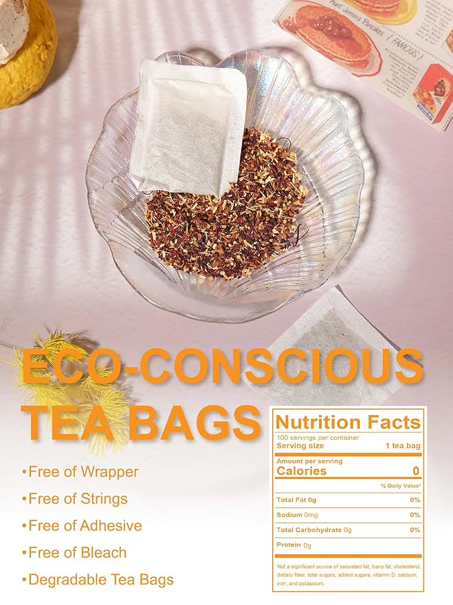 TeeLux Mango Passion Fruit Tea with Hibiscus Rosehip, Cinnamon & Citrus Blend, Caffeine-Free Tropical Tea, 100 Count