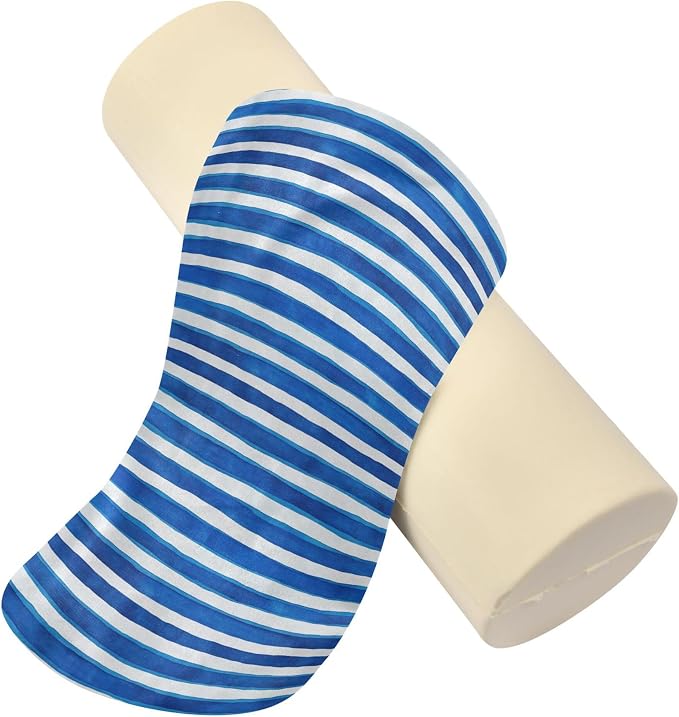Bolster Pillow Yoga Bedding Essentials Round Neck Roll Pillow Round Pillow Forms Cylinder Pillows Couch Neckroll Pillows for Bed Deepskyblue Stripe