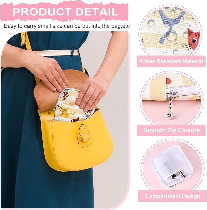 Period Bag Pouch Soft Cloth Sanitary Napkin Storage Bag Portable Menstrual Pad Pouches Tampon Holder for Purse First Period Kit for Girls 9-12 (Black Striped Dog)