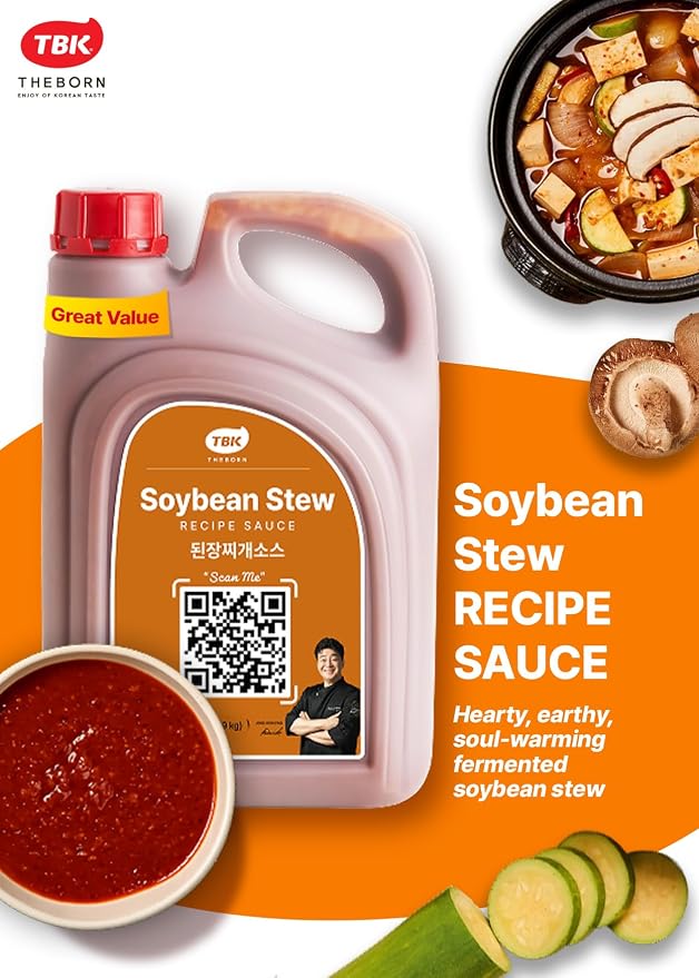 TBK THEBORN Doenjang Jjigae Soup Base, Korean Soybean Stew Sauce 3.2kg | Rich fermented soybean soup base with deep savory flavor for quick doenjang jjigae with tofu, vegetables, meat or seafood