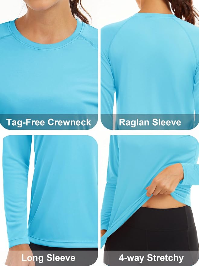 MAGCOMSEN Women's Long Sleeve Shirts UPF 50+ Sun Protection Shirts for Hiking Fishing Workout Rash Guard