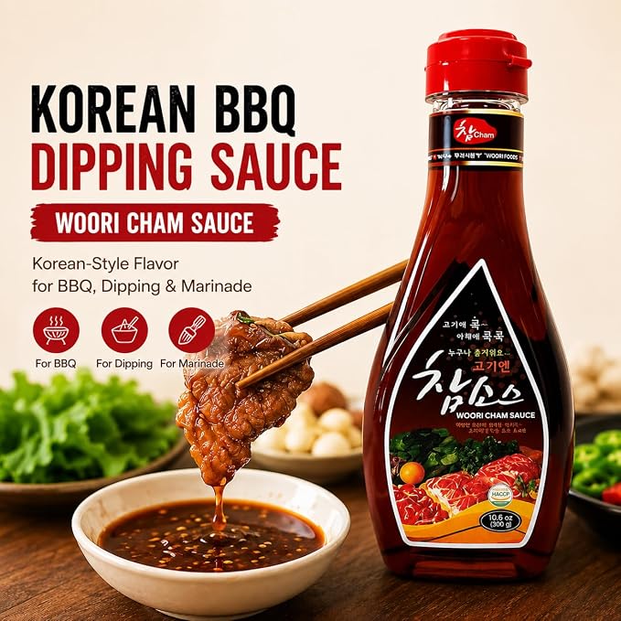 WOORI Cham Sauce Korean BBQ Dipping Sauce, 31.8 oz 3 Pack | Korean BBQ dipping sauce, bulgogi marinade, soy based, sweet tangy flavor, pork belly, kalbi, onion salad