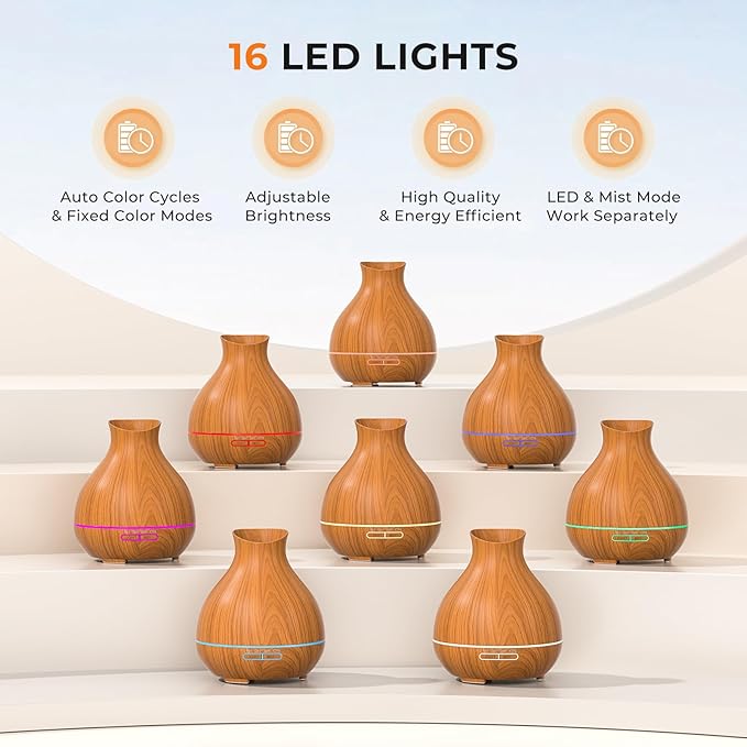Aromatherapy Essential Oil Diffuser,2 PCS Humidifier with 550ml Lasting Mist Output Waterless Auto-Off Ultrasonic Diffusers 7 Color LED Lights Cool Mist Humidifier for Large Room, Home