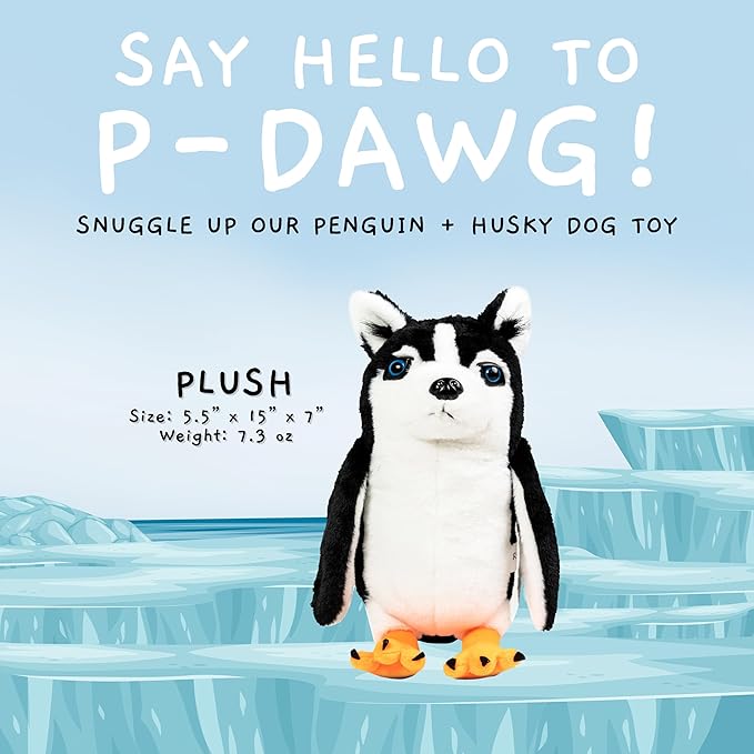 Randimals Plush Toy Stuffed Animal Mix - Penguin & Husky Dog Hybrid Stuffed Animals for Girls & Boys - Huggable & Soft Animal Characters Cute Plushies - Unique Toys for Discovery & Adventure