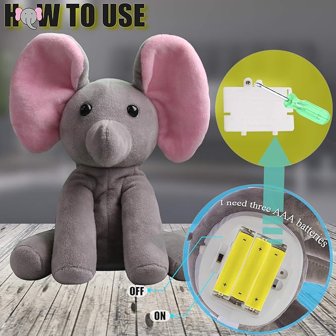 Talking Elephant, Interactive Stuffed Plush Animal Talking Toy Cute Sound Effects with Repeats Your Said Voice, Best Buddy for Kids Gift Age 3+