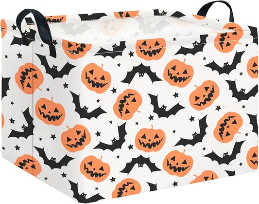 CLOCOR Rectangular Storage Basket Empty,Gift Basket,Waterproof Storage Bin with Handles,Room Decor(Black Star Halloween)
