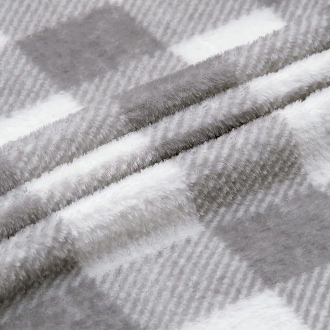 BEDELITE Plaid Fleece Throw Blanket, Grey & White Buffalo 50x60 Throw | 100% Polyester Microfibe, Soft Cozy, Lightweight Warm, Classic Buffalo Plaid, Room Decor, Machine Washable, for Couch Bed
