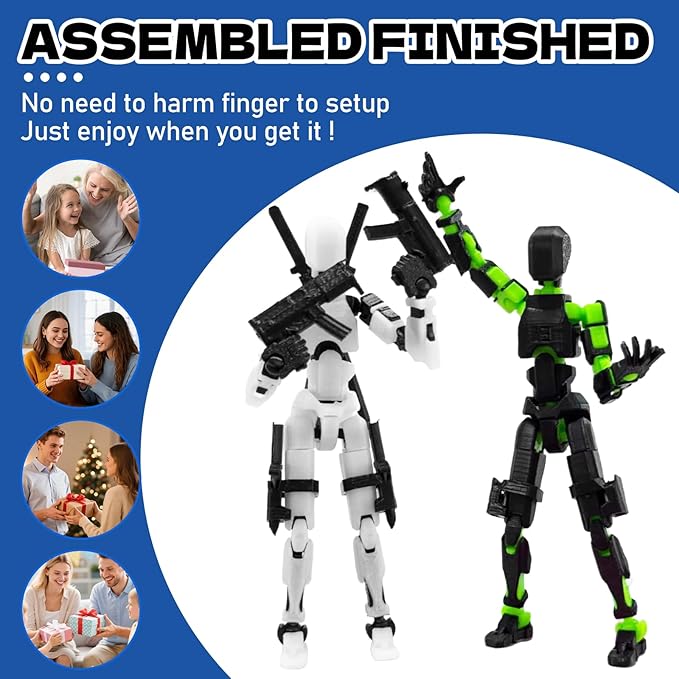 5PCS T13 Action Figure Set | Pre-Assembled 3D Printed Titan and Robo Figures | Highly Articulated Robot Toys with Interchangeable Accessories | Perfect for Collectors and Hobbyists (Rainbow)