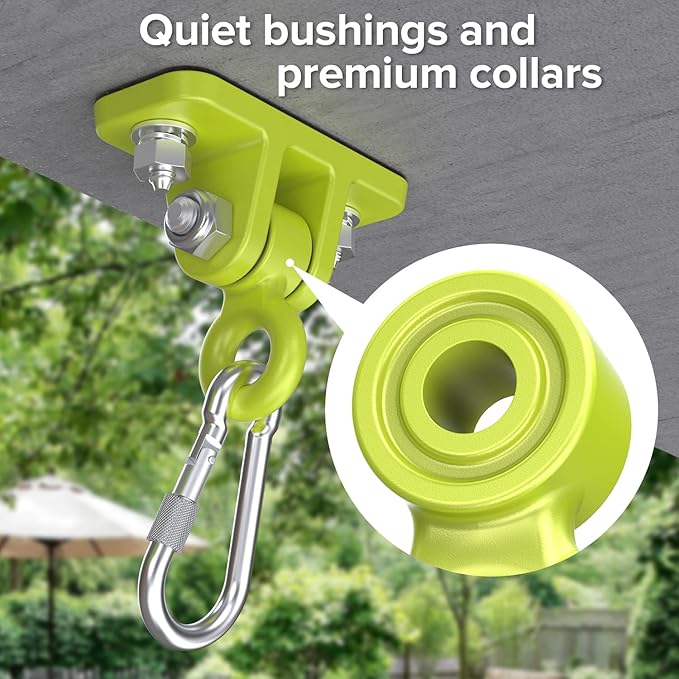 Heavy Duty Swing Hangers - 5000 lbs Capacity, Swing Set Brackets Silent Rotation, Easy Installation for Swings, Yoga Straps, Punching Bags, Hammocks & More - Indoor/Outdoor Use - 4 Pack
