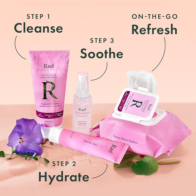 Rael Soothing Feminine Wash Daily Cleanser for Intimate Care (4.4 oz, 2 Pk) | Hibiscus & Pomegranate Extracts, Lactobacillus Aloe Complex, Gel-to-Foam Cleanser, Daily pH Balanced Care for Women