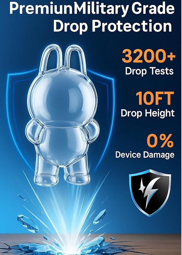 Protective Case Compatible with Standing Figure(Macaron to 3.0) - Clear Collector Storage Box with Silicone Strap,Dustproof Scratch-Resistant Portable Hanging Case for Standing(Figure Not Included