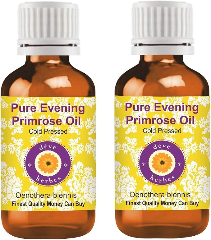 Deve Herbes Pure Evening Primrose Oil (Oenothera biennis) Cold Pressed (Pack of Two) 100ml X 2 (6.76 oz)