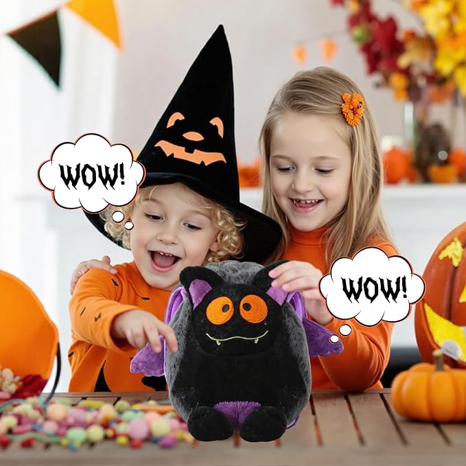 Halloween Reversible Plush Toy - Adorable Bat Stuffed Animal, Zipper Changeable, Fun for Kids, Boys, Girls, Girlfriends (Halloween Bat)
