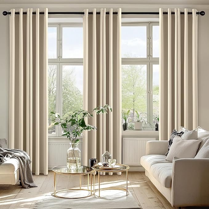 MIULEE Blackout Curtains for Bedroom 2 Panels 50 x 84 Inch Long Cream Beige | Thermal Insulated, Living Room Darkening Grommet Drapes, Noise Reducing, Light Blocking Window Treatments