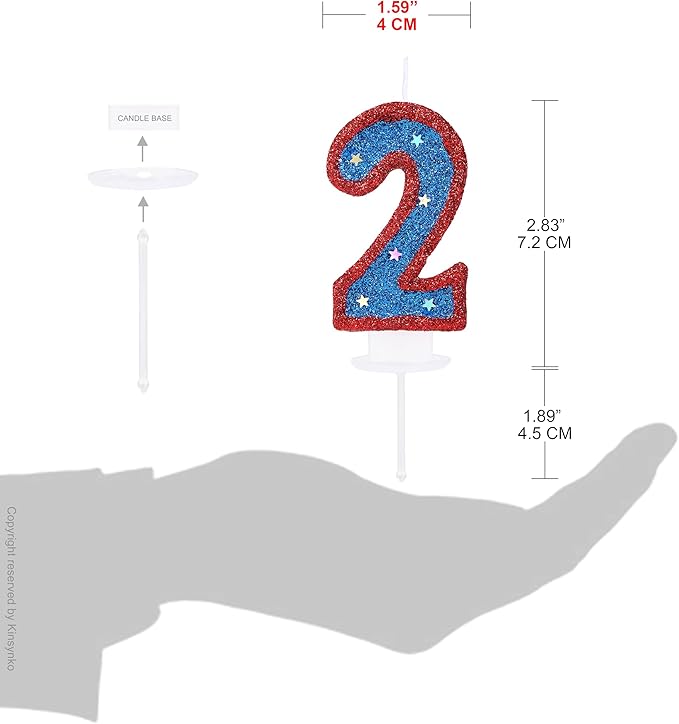 Blue Hero Captain 2 Birthday Candle, 3D Number 2 Candle Birthday Boy Girl Kid's Superheroes Theme Party Cake Decoration